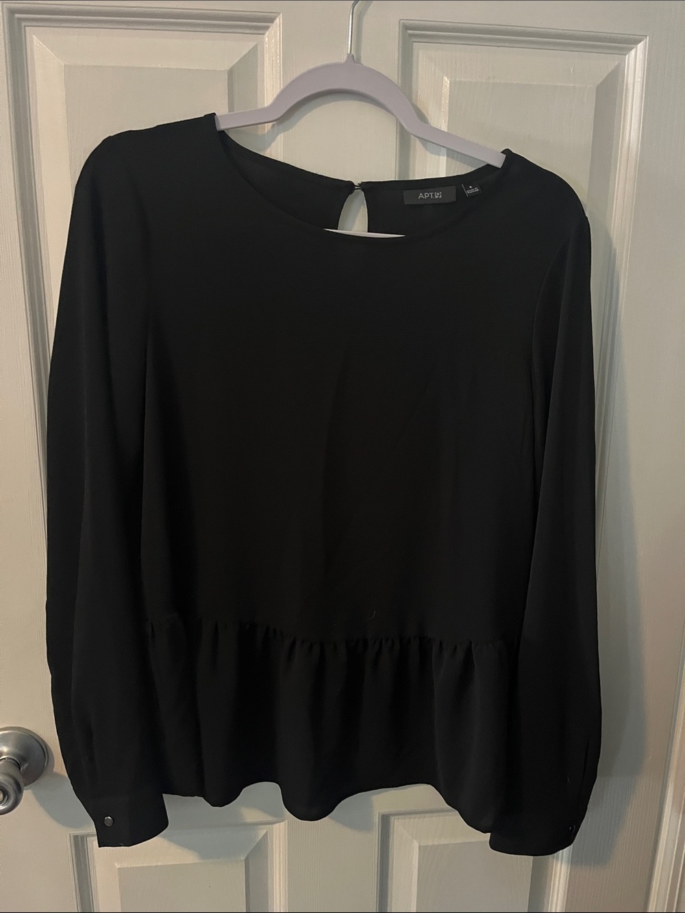Apt. 9 Black Long-Sleeve Peplum Top